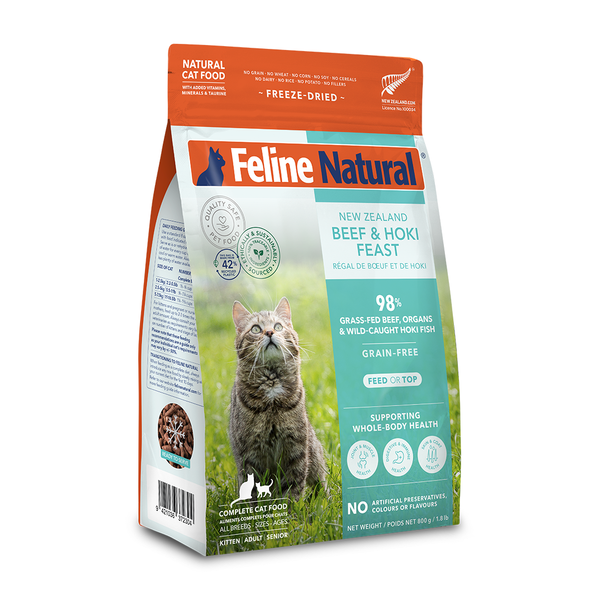 キャットフード Feline Natural Beef & Hoki Feast 320g Beef & Hoki Feast Freeze-Dried Cat Food – Feline Natural